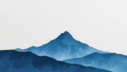 Serene Blue Mountain Landscape with Soft Whispers of Nature