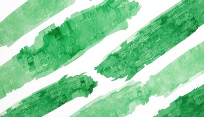 Green Watercolor Strokes on White Background for Artistic Design