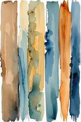 Abstract Watercolor Stripes in Earthy and Cool Tones for Art Use