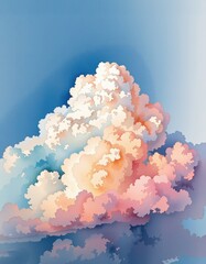 Soft Pastel Clouds Against a Bright Blue Sky in Abstract Style