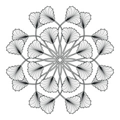Intricate Ginkgo Biloba mandala with concentric leaf circles and botanical symmetry