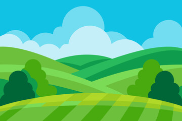 Obraz premium A Breathtaking And Sweeping Vector Illustration Of Rolling Green Hills And A Sky