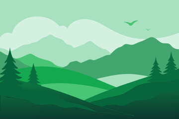 A Beautiful Landscape Illustration Using A Monochrome Palette With A Single Small Tree