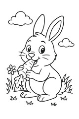 Cute Bunny Coloring Page for Kids – Printable Animal Illustration