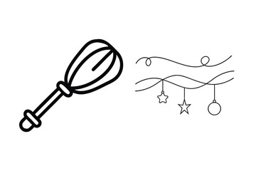 Whisk and festive ornaments kitchen utensil cooking