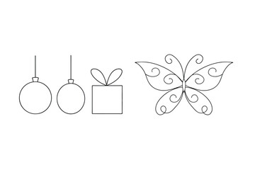 Ornate butterfly gift box and baubles present