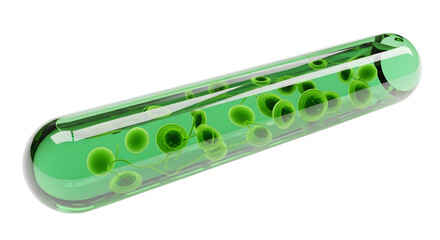 Green cylindrical tube with spheres