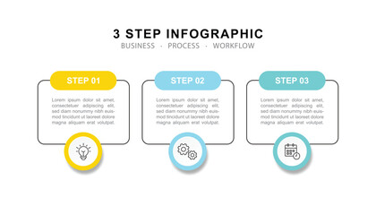 Modern business 3 step process infographic timeline.