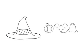 Witch hat pumpkin bat ghost halloween