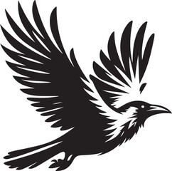 Obraz premium Striking Black Silhouette of a Raven in Mid-Flight with Wings Extended