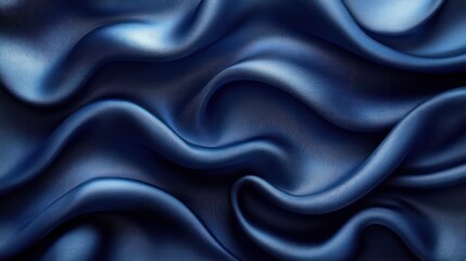 Obraz premium Luxurious deep blue silk fabric flows gracefully, revealing elegant folds and soft sheen