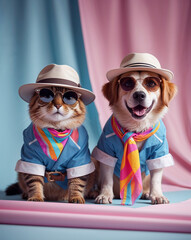 Fashionable Animal in Studio Wearing Stylish Accessories
