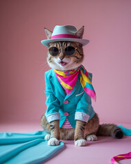 Fashionable Animal in Studio Wearing Stylish Accessories