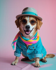 Fashionable Animal in Studio Wearing Stylish Accessories
