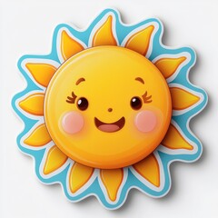 A cheerful sun shines on a playful blue background, spreading joy