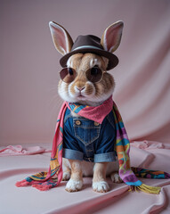 Fashionable Animal in Studio Wearing Stylish Accessories