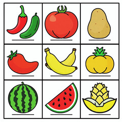 set of fruit and vegetable vectors