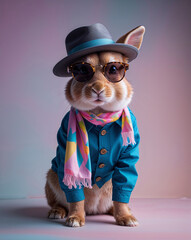Fashionable Animal in Studio Wearing Stylish Accessories