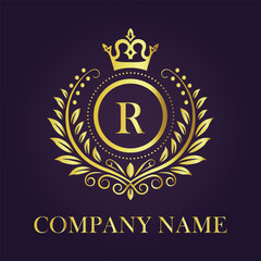 Letter luxury gold logo concept