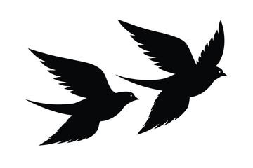 silhouettes of birds set seagull  background.eps