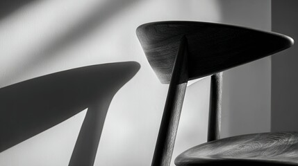 Wooden chair back, dramatic shadows