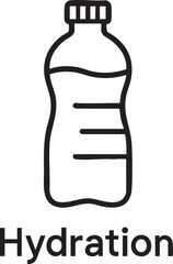 Simple Line Art Illustration of a Water Bottle Representing Hydration and Healthy Lifestyle Choices for Everyday Living