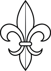 Fleur de lis icon in elegant historic style with French symbol representation line art