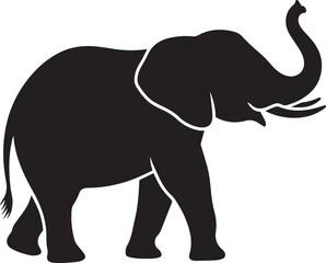 Obraz premium Walking Elephant with Raised Trunk SilhouetteMother and Baby Elephant Vector SceneDecorated Indian Elephant Silhouette DesignElephant in Savannah Vector ArtElephant Herd Silhouette at Sunset