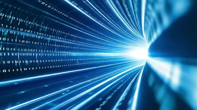 Dynamic blue light tunnel with binary code
