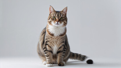 Studio Shot of a Cat Isolated on White Background