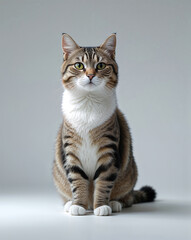 Studio Shot of a Cat Isolated on White Background