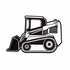 Naklejka premium Illustration of a black and white skid steer loader with tracks and a front bucket design element created with generated ai