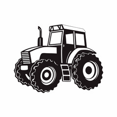 Obraz premium Illustration of a black and white tractor with large tires and a visible exhaust pipe design element created with generated ai