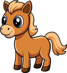 Cute Cartoon Horse and Pony Character – Farm Animal Vector Illustration