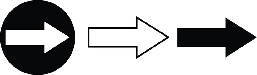 Obraz premium Set of Arrow Icons in Solid, Outline, and Circular Styles – Directional Symbol Vector Illustration