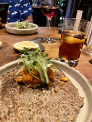 Plant-Based Entree on Buckwheat Crêpe - Not AI Generated