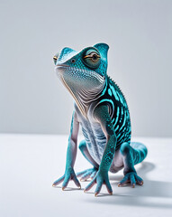 Studio Shot of a Chameleon Isolated on White Background