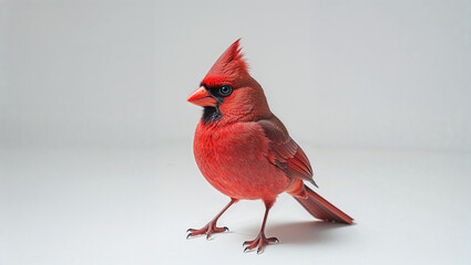 Northern Cardinal in Natural Pose Isolated on White Background