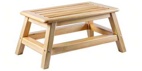 Elegant square brown leather ottoman with small dark wooden legs provides seating