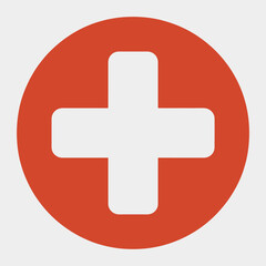 Obraz premium Medical Cross Symbol in Red Circle Icon