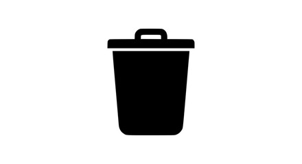 Trash Can Silhouette Icon representing waste disposal and recycling concepts