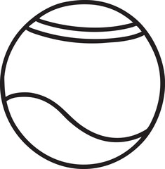 Simple Black and White Line Art Illustration of a Tennis Ball with Distinctive Markings minimalist black
