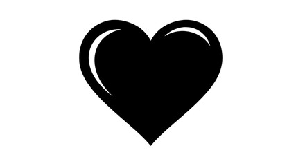 Black Heart Silhouette Symbol of Love and Romance Isolated on White Background