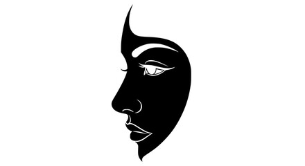 Elegant Woman Silhouette Face Profile with Expressive Eyes and Subtle Lips