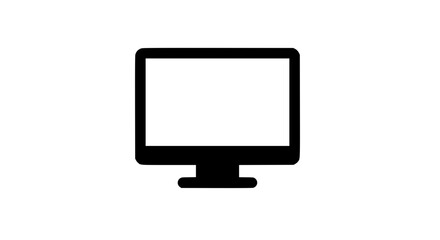 Black Silhouette of a Modern Computer Monitor Displaying a Blank White Screen