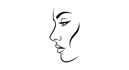 Elegant Outline of a Woman's Profile with Dramatic Eyeliner and Subtle Hair Detail
