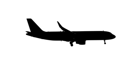 Silhouette of an Airplane Flying Against a Bright Sky