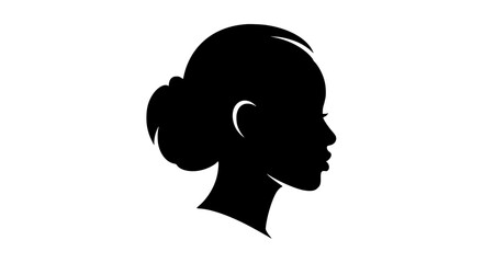 Elegant Female Silhouette with Updo Hairstyle Side View Profile Portrait