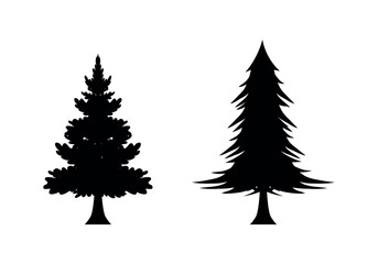 Christmas trees, vector set on black colour.