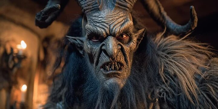 Krampus is in his home ready for the Christmas holiday season